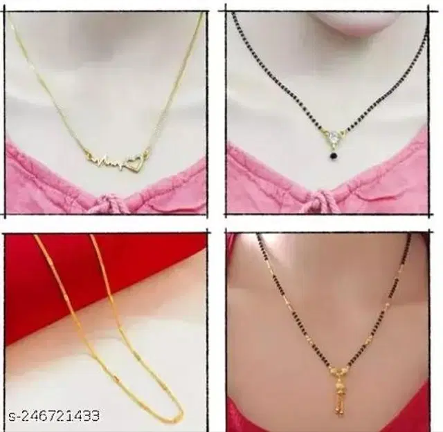 Alloy Mangalsutra for Women, Pack of 4 (Multicolor)