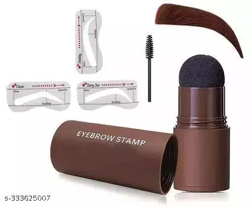 KAMZ Eyebrow Stamp Stencil Kit, One Step Brow Stamp Makeup Powder, Eyebrow Stencils Shape Thicker and Fuller Brows, Waterproof Long Lasting (Black)