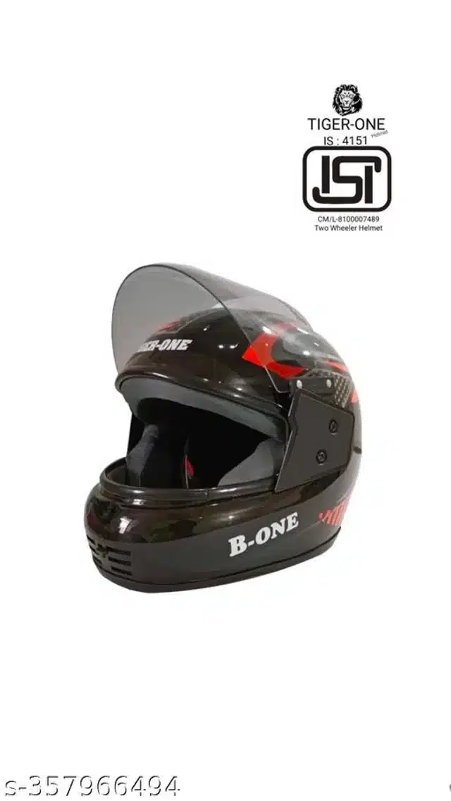 Full Face Helmet for Men & Women, Black & Red