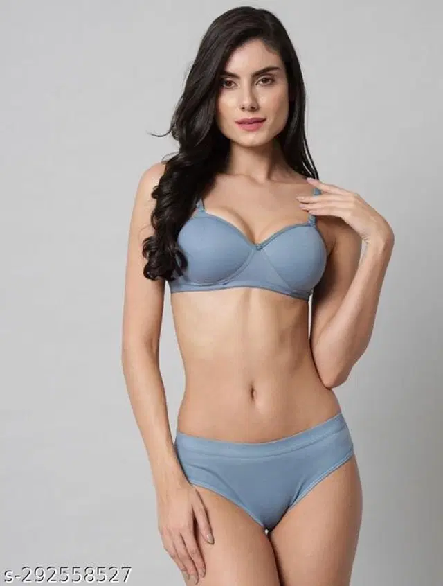 Cotton Blend Solid Lingerie Set for Women (Multicolor, 32A)