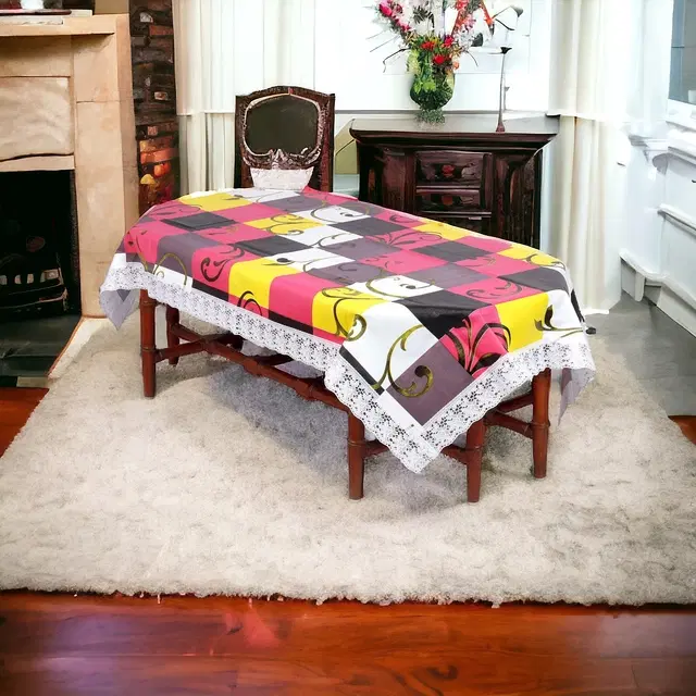 Polyester Printed Table Cloth, Red, 60x90 inches