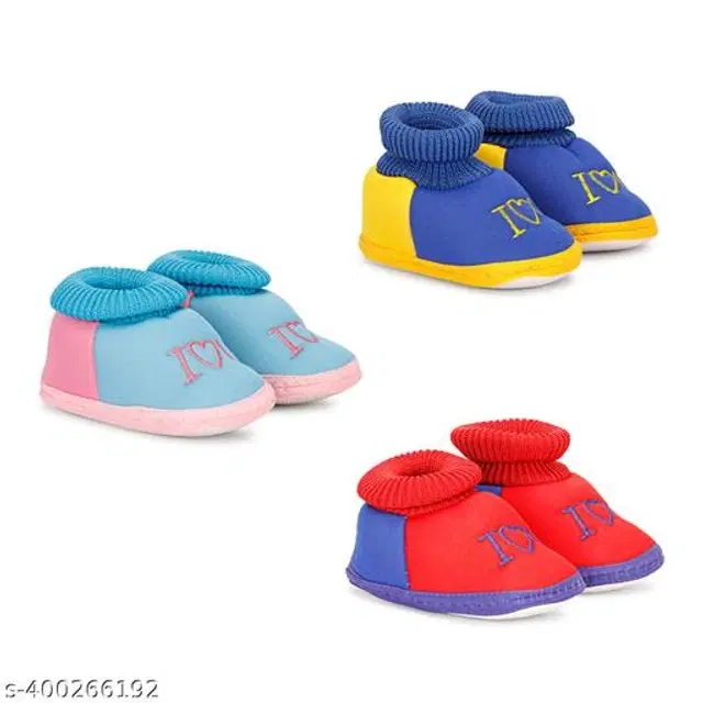 Booties for Infants, Pack of 3 (Multicolor, 6-9 Months)