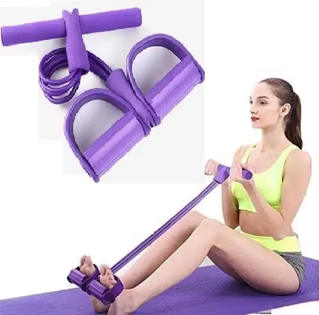 Elastic Pull Rope Sit-Up Band with Non-Slip Handle, Multicolor