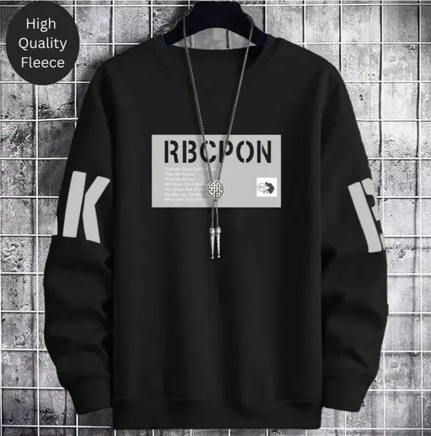RBC Printed Sweatshirt for Men, Black (M)
