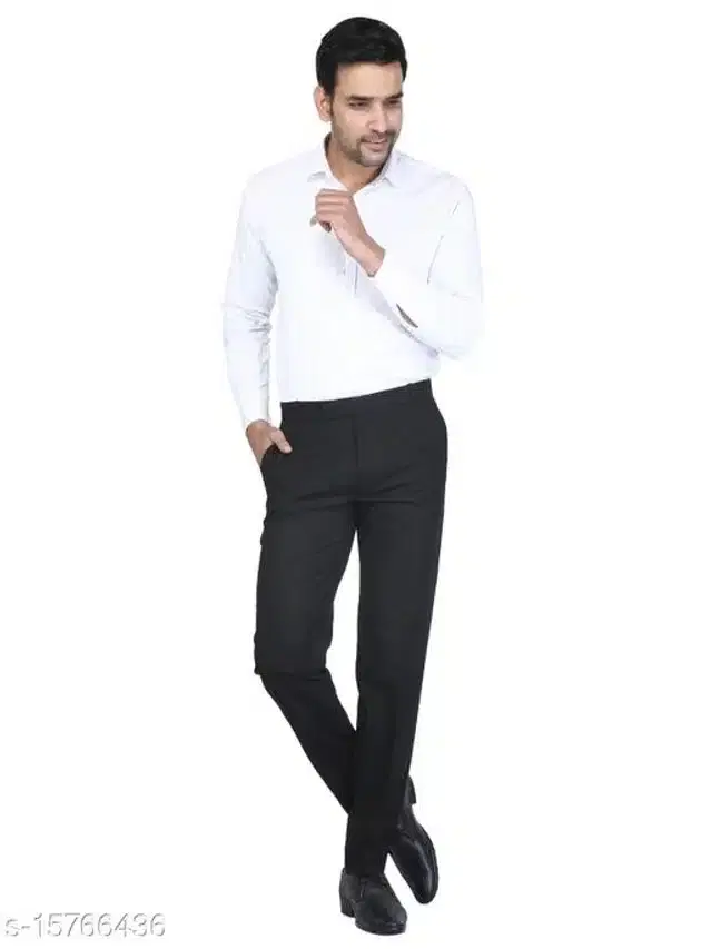 Cotton Blend Trouser for Men (Black, 30)