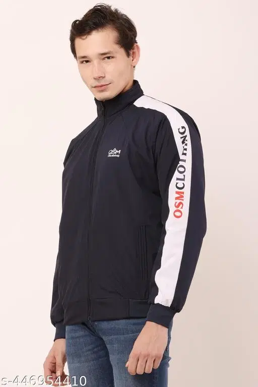 Nylon Jacket for Men (Navy Blue, L)