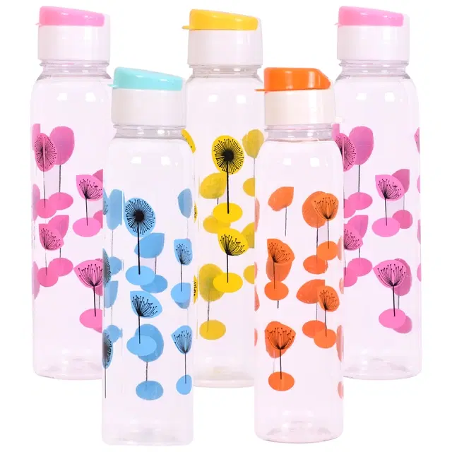 Plastic Fridge Water Bottles, Multicolor, 1000 ml, Pack of 5
