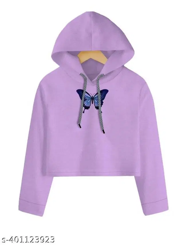 Cotton Blend Hoodie for Girls (Purple, 5-6 Years)