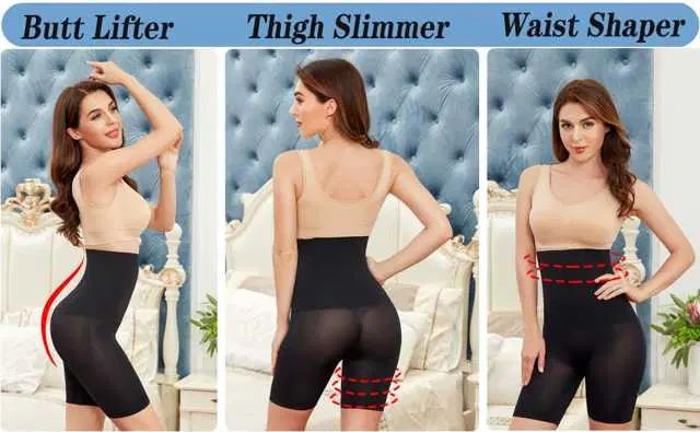 Women’s Cotton Lycra Tummy Control 4-in-1 Blended High Waist Tummy & Thigh Shapewear (S332)
