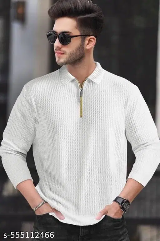 Cotton Blend T-shirt for Men, White (L)