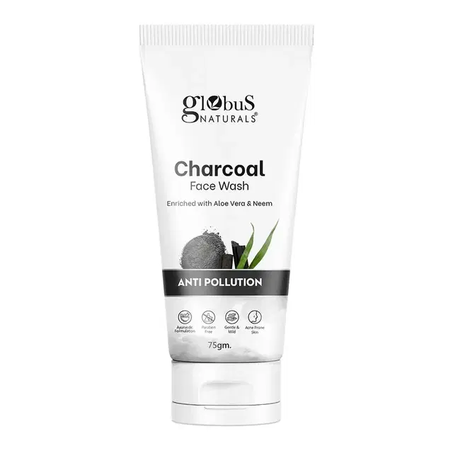 Globus Naturals Anti Pollution Charcoal Face Wash 75 g