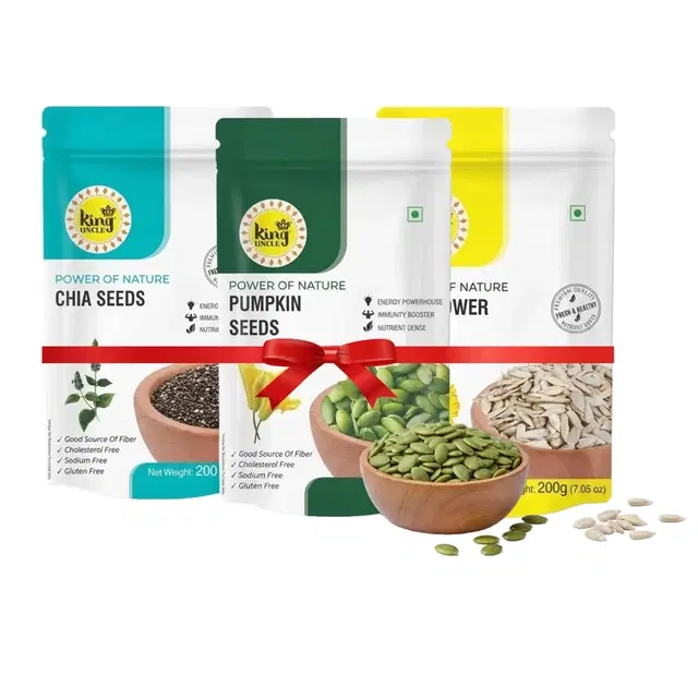 King Uncle Combo Seed (Chia Seeds 200 g + Sunflower Seeds 200 g+ Pumkin Seeds 200 g)