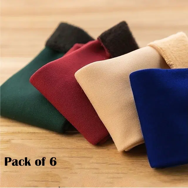 Woolen Solid Socks for Women, Set of 6 (Multicolor)