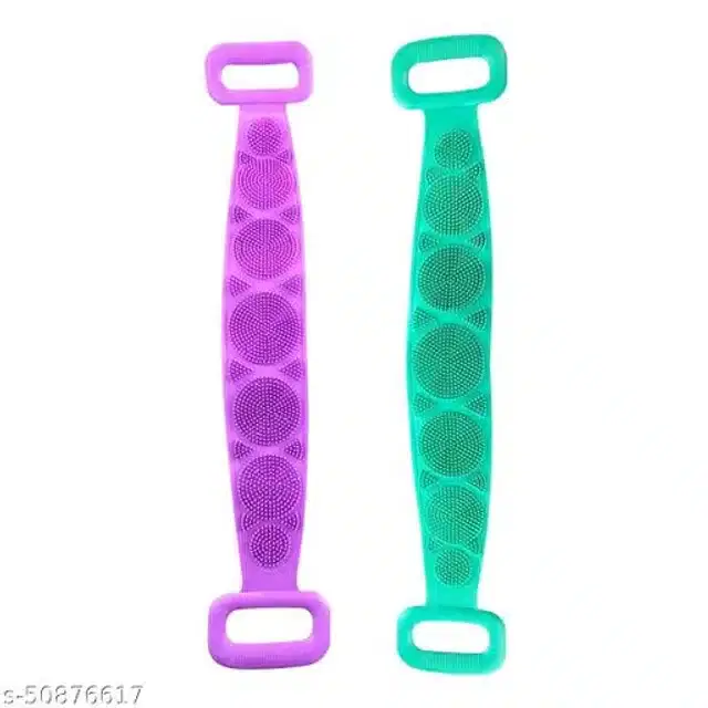 Silicone Double Sided Back Body Scrubber, Assorted, Pack of 2