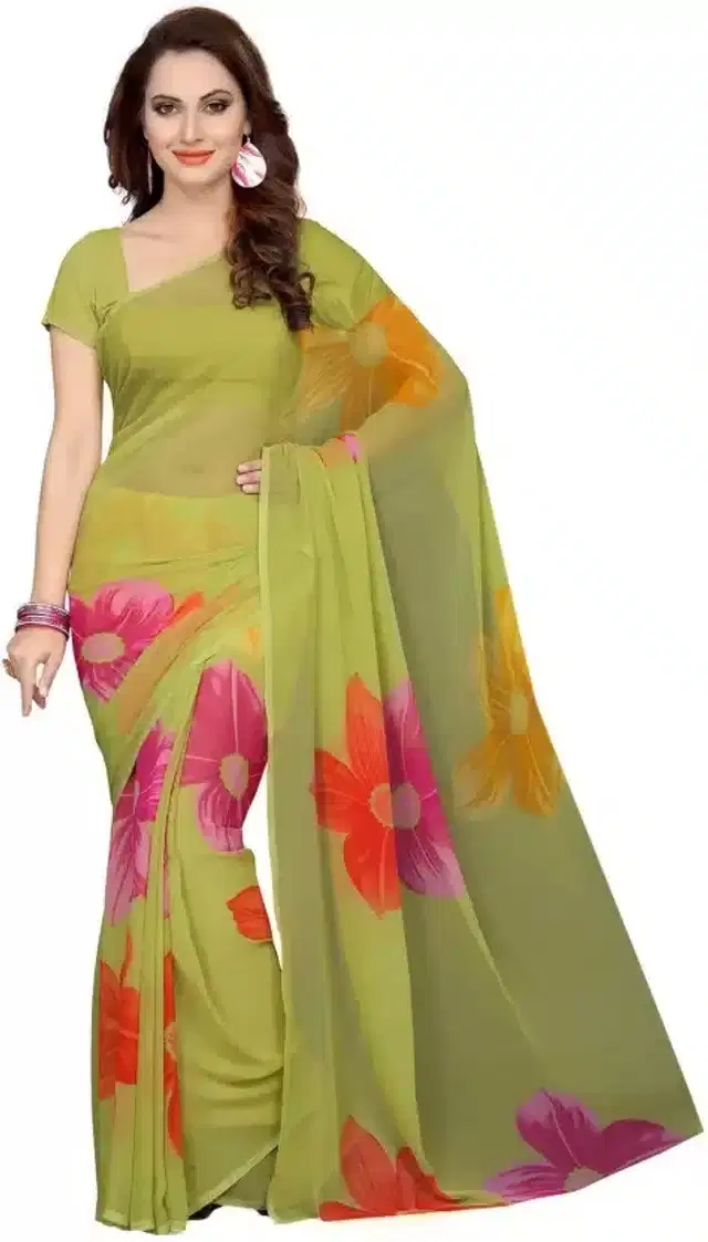 Saree with Unstitched Blouse for Women (Yellow)