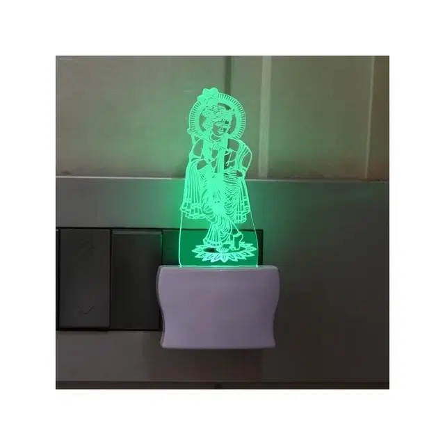 Lord Krishna 3d Acrylic Led Night Lamp (Plug-in)