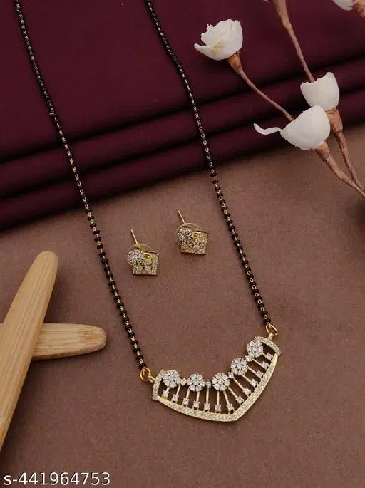 Traditional American Diamond Mangalsutra Set For Women