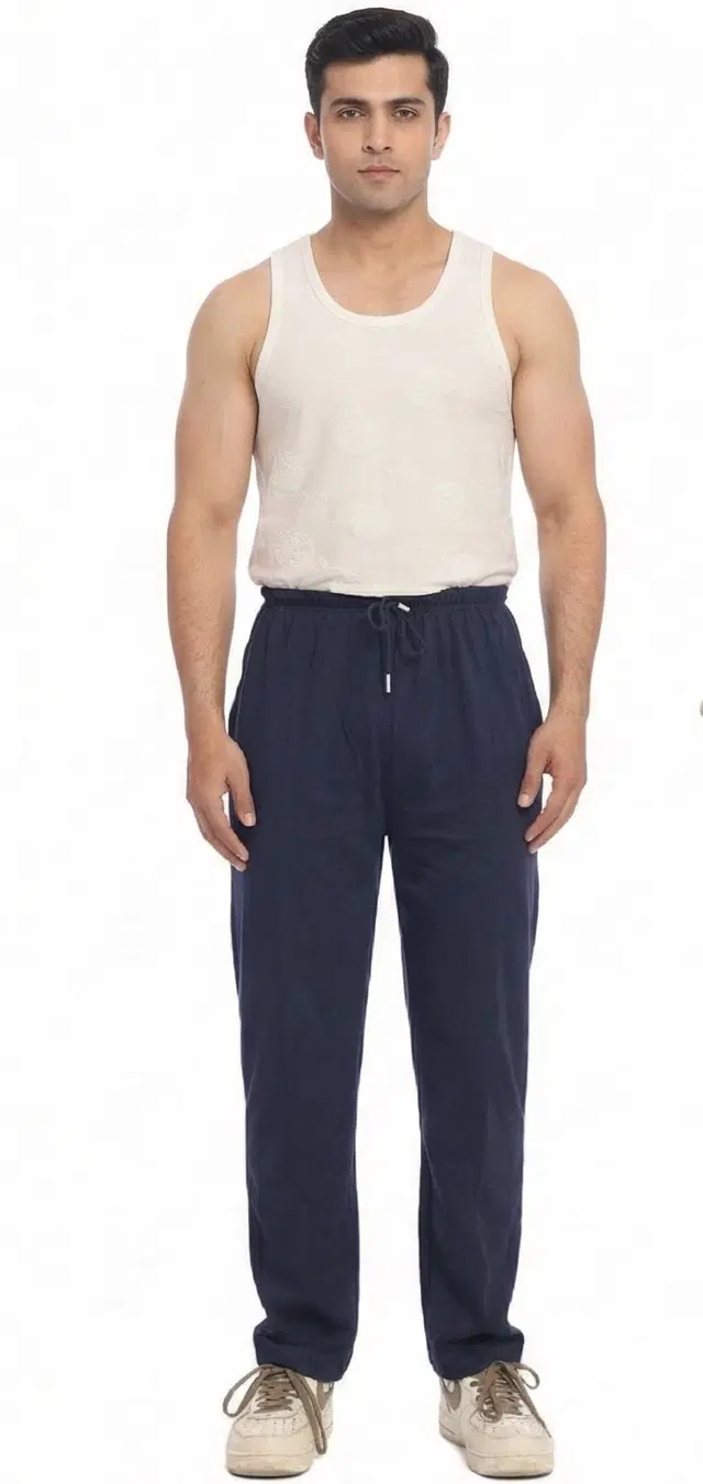 Cotton Abstract Track Paints For Men, Navyblue (M)