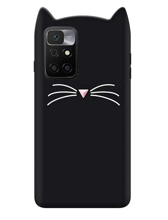 Rubber Mobile Back Cover for MI Redmi 10 Prime (Black)