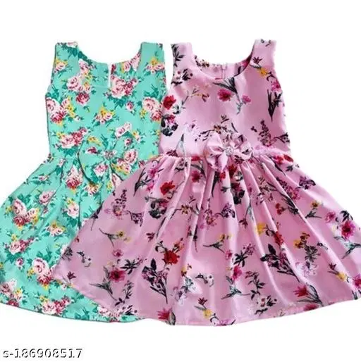 Pack of 2 Frocks & Dresses for Girls (Aqua Blue, 8-9 Years)