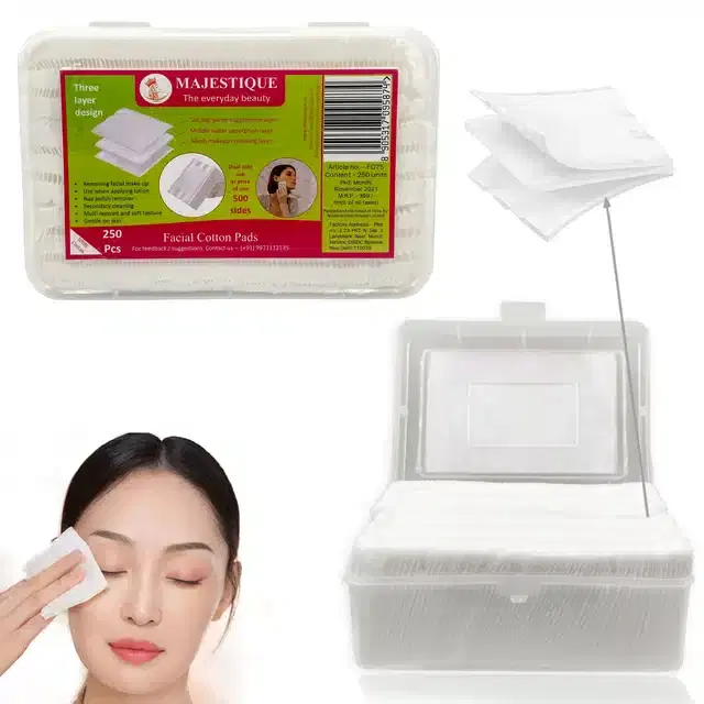 Majestique Cotton Facial Care Cleansing Square Tissues for Skin Care, Pack of 250, BB-13