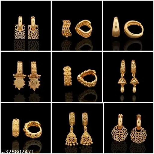 Gold Plated Earring/Stud/Bali Combo For Women'S/Girls