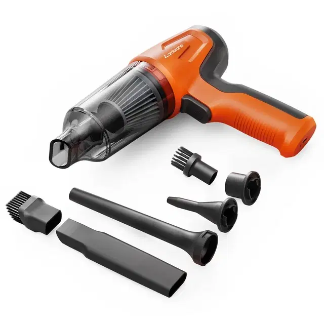 Ambrane 12kPA Powerful Suction 80w Wireless Hand Vacuum & 95000 Rpm Air Blower 2in1 Wireless Vacuum Cleaner, Bldc Motor Hepa Filter,Compact & Lightweight For Car, Home Use & Pet Hair, MiniVac02,Orange