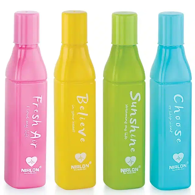 Plastic Water Bottles Set, Pack of 4, Multicolor, 850 ml