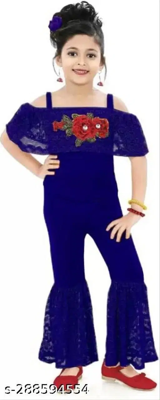 Cotton Blend Printed Jumpsuit for Girls (Navy Blue, 0-6 Months)