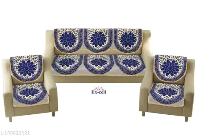 Polycotton 5 Seater Sofa Covers, Blue, Set of 1