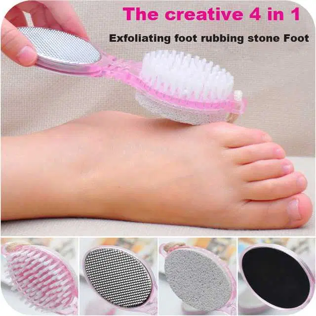 MN Enterprises 4 In 1 Multi Use Pedicure Paddle Plastic Brush Pedicure Cleanse, Scrub, File And Buff, Pink, Pack Of 4, MN_4