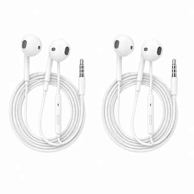 Wired Earphones With Box Pack of 2 White