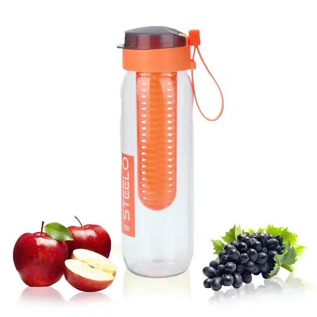 Steelo Fancy Fruit Infuse Flip Top Water Bottle, Multicolor, 750 ml