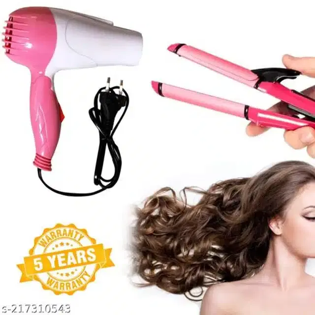 2 in 1 Hair Straightener with Dryer, Multicolor, Set of 2