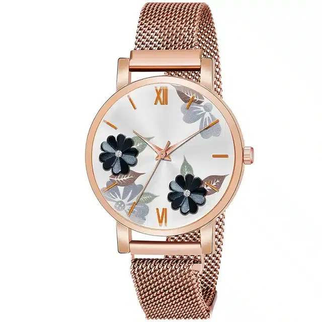 Analog Watch for Women (Rose Gold & Black)
