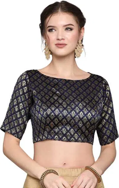 Designer Wedding Blouse for Women's (Blue, M) (SD-4)