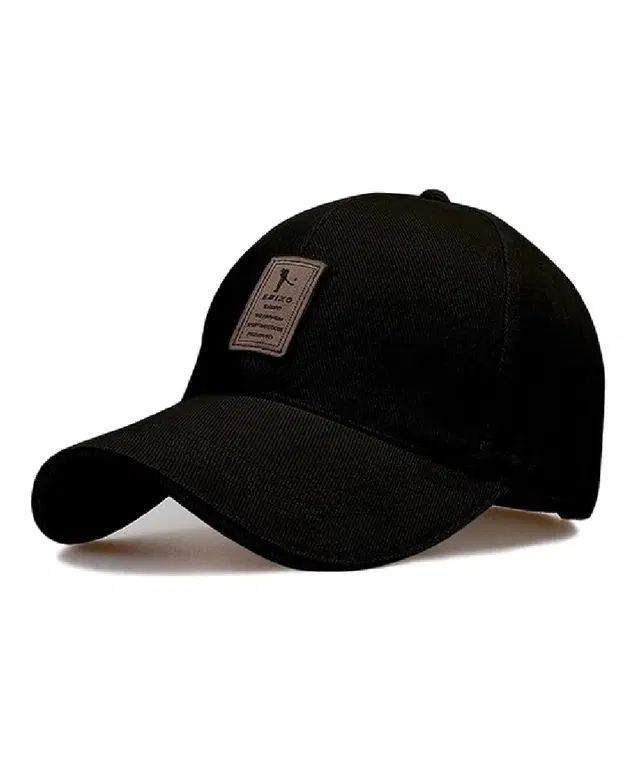 Solid Cotton Baseball Cap for Men, Black