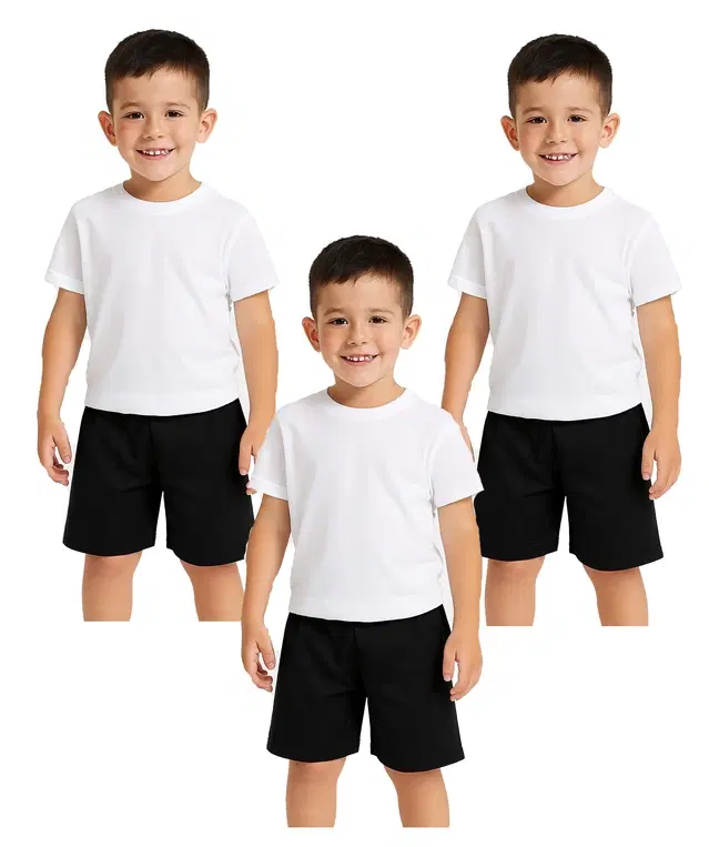 Cotton Shorts for Boys, White, Pack of 3 (6-12 Months)
