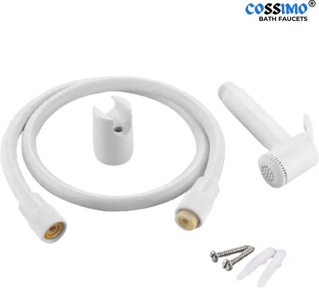 Health Faucet with 1.0 Meter Hose Pipe & Hook, White, Set of 1