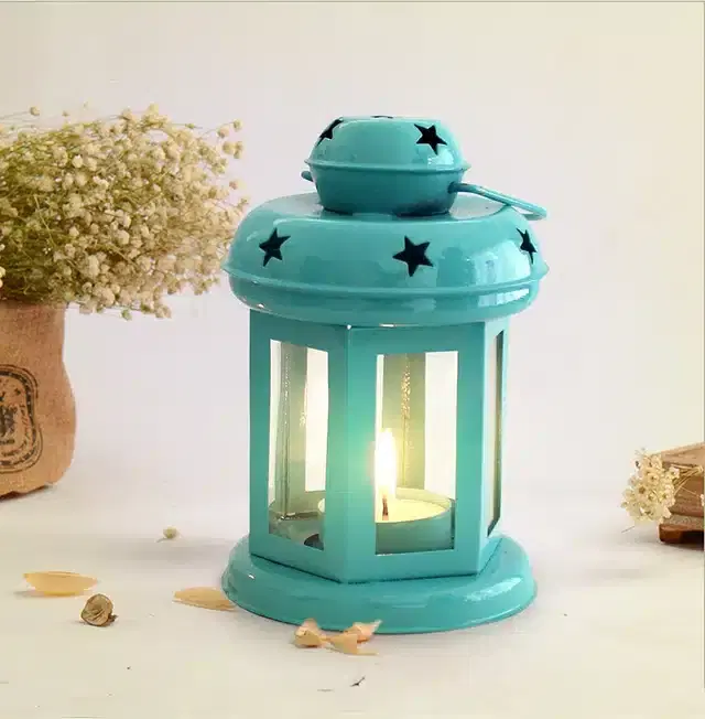 Hanging Tealight Candle Holder Lantern, Green