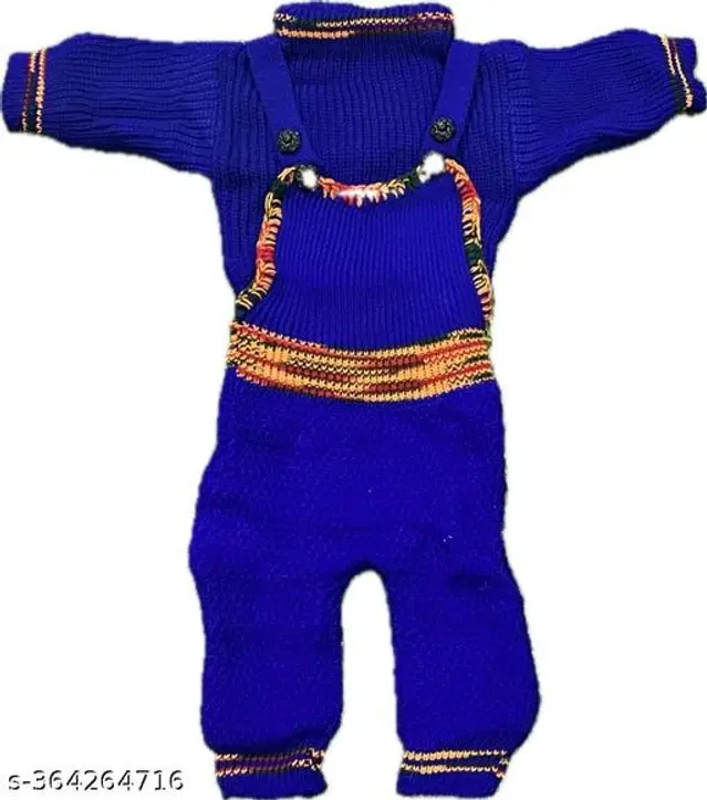 Woolen Clothing Set for Boys (0-3 Months, Dark Blue)