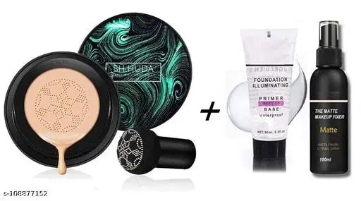 3 in 1 Air Cushion CC and BB cream Waterproof foundation Cream with face makeup fixer and Primer