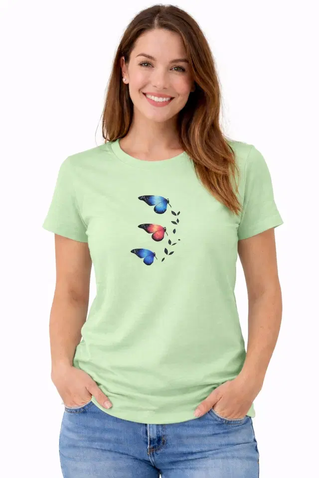 Cotton Blend Printed T-shirt for Men, Green (S)