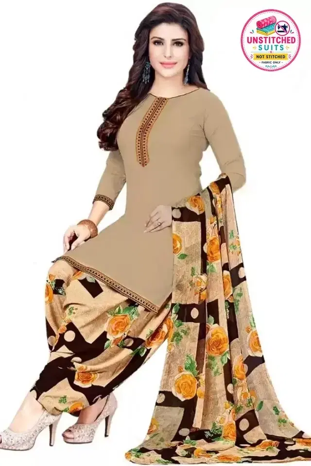 Yashika Unstitched Crepe Salwar Suit Material (Yellow) (Y-246)