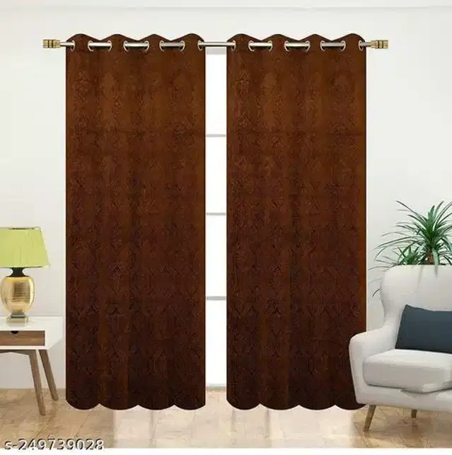 Curtains for Door, Brown, 5 Feet, Pack of 2