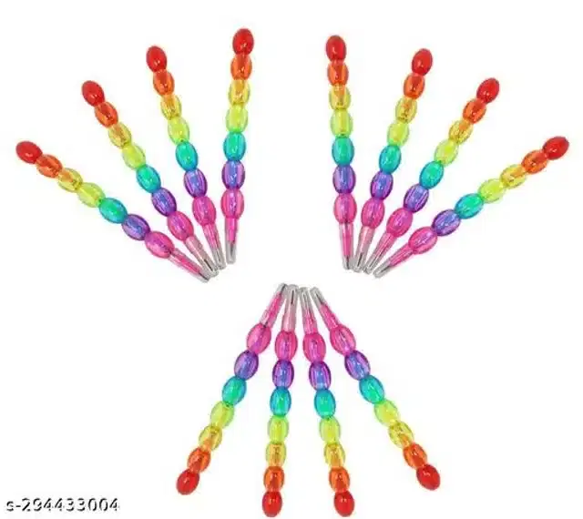 Plastic Moti Pencil, Multicolor, Pack of 12
