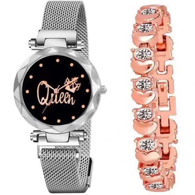 Women's Analog Watches, Pack of 2 (Silver)