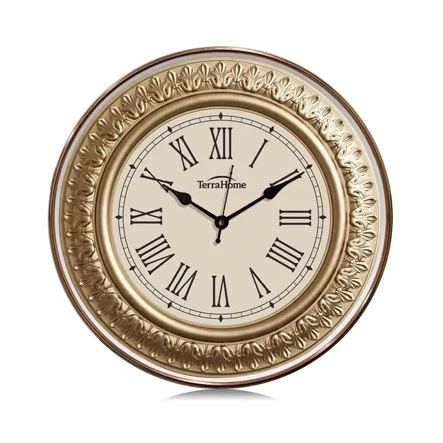 TerraHome Sweep Silent Paper Dial Wall Clock 13in Printed Crochet Copper