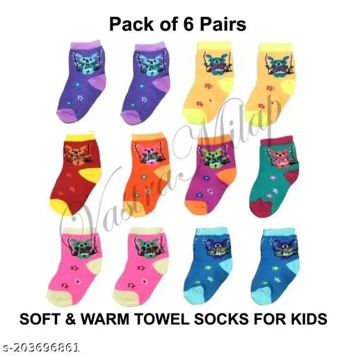 Woolen Socks for Kids, Set of 6 (Multicolor, 0-3 Months)