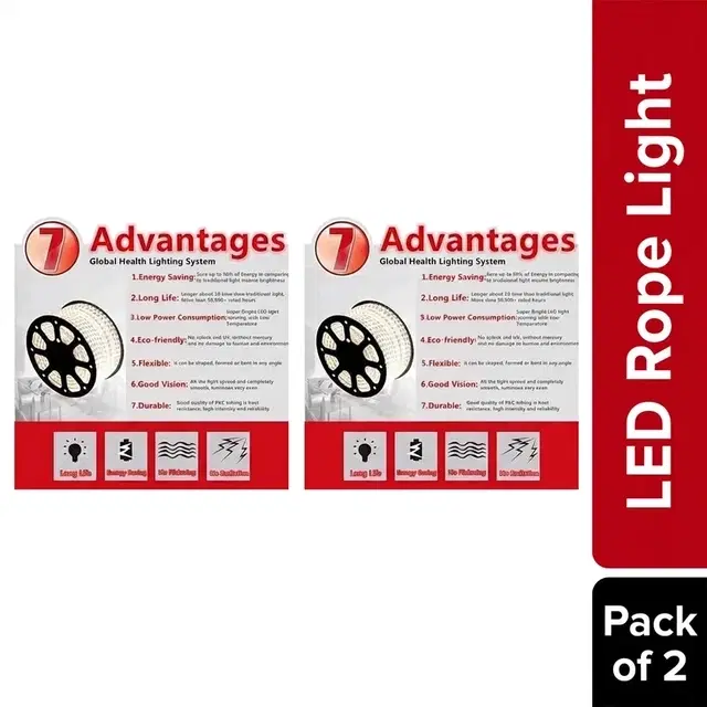 LED Rope Light, Red, 5 m [Pack of 2]